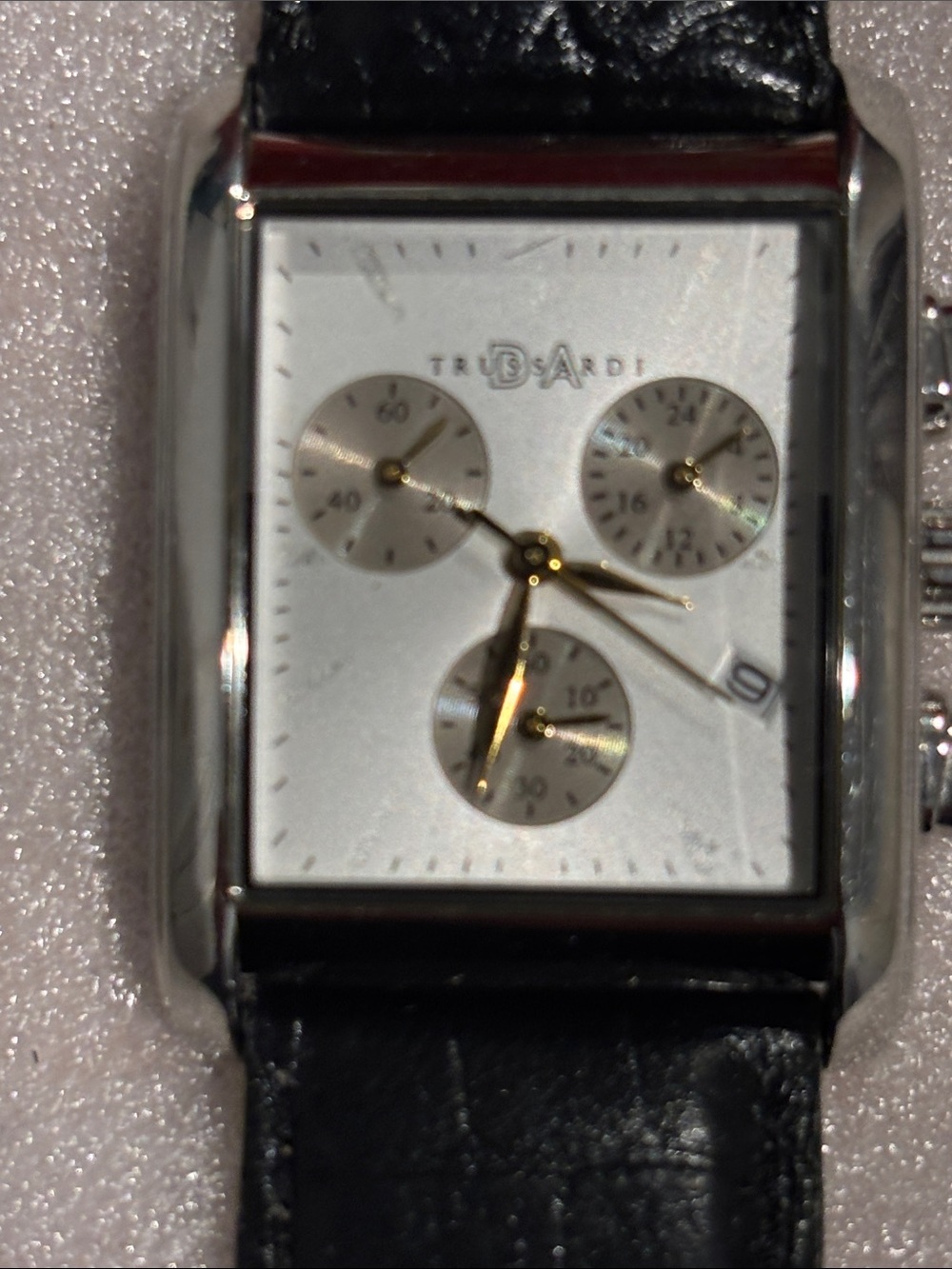 Trussardi True working chronograph Watch with Black Leather Strap